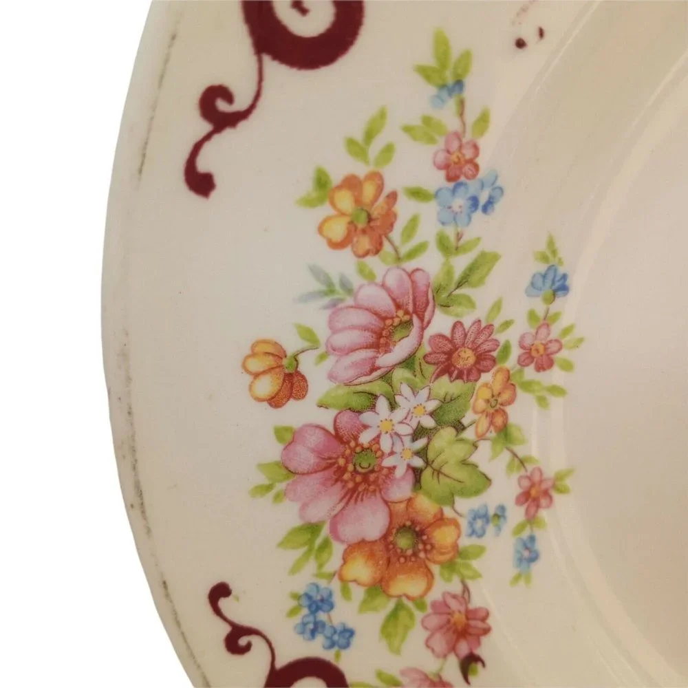 Vintage Homer Laughlin Majestic Oval Platter Floral Burgundy 11.5